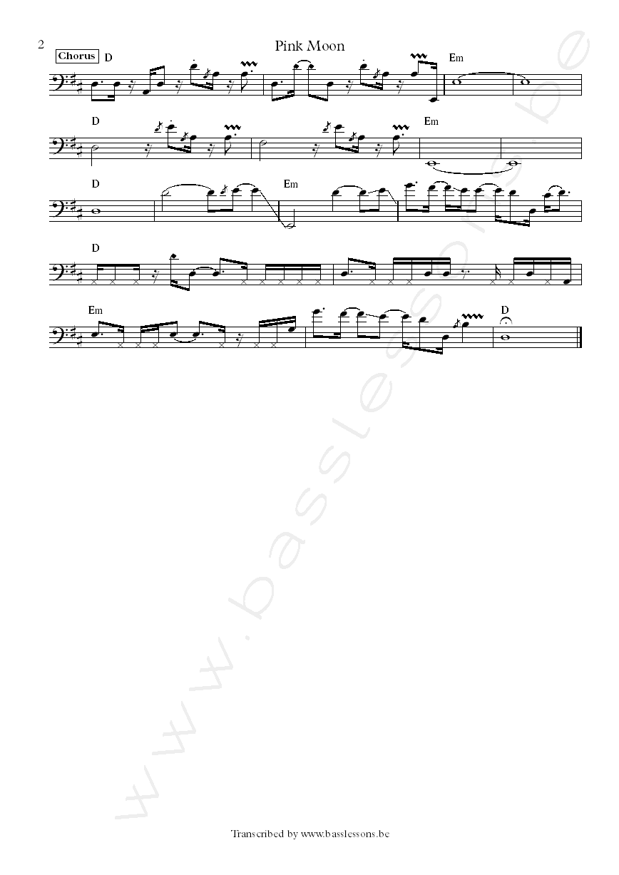 Meshell Ndegeocello pink moon bass transcription part 2
