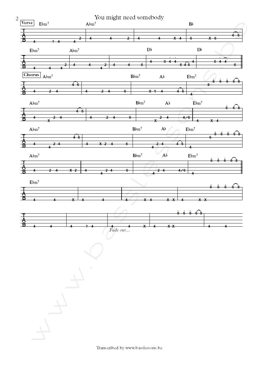 Randy Crawford You might need somebody Abraham Laboriel bass tab part 4