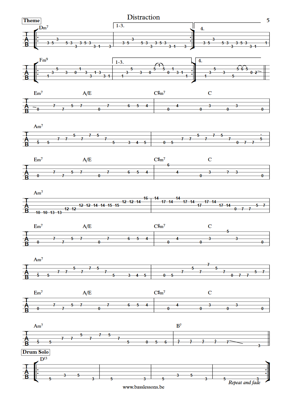 Adam Nitti Distraction bass tabs part 5