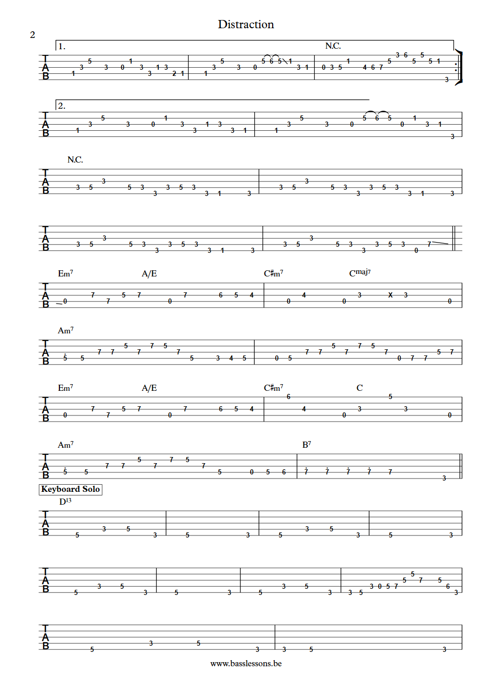 Adam Nitti Distraction bass tabs part 2