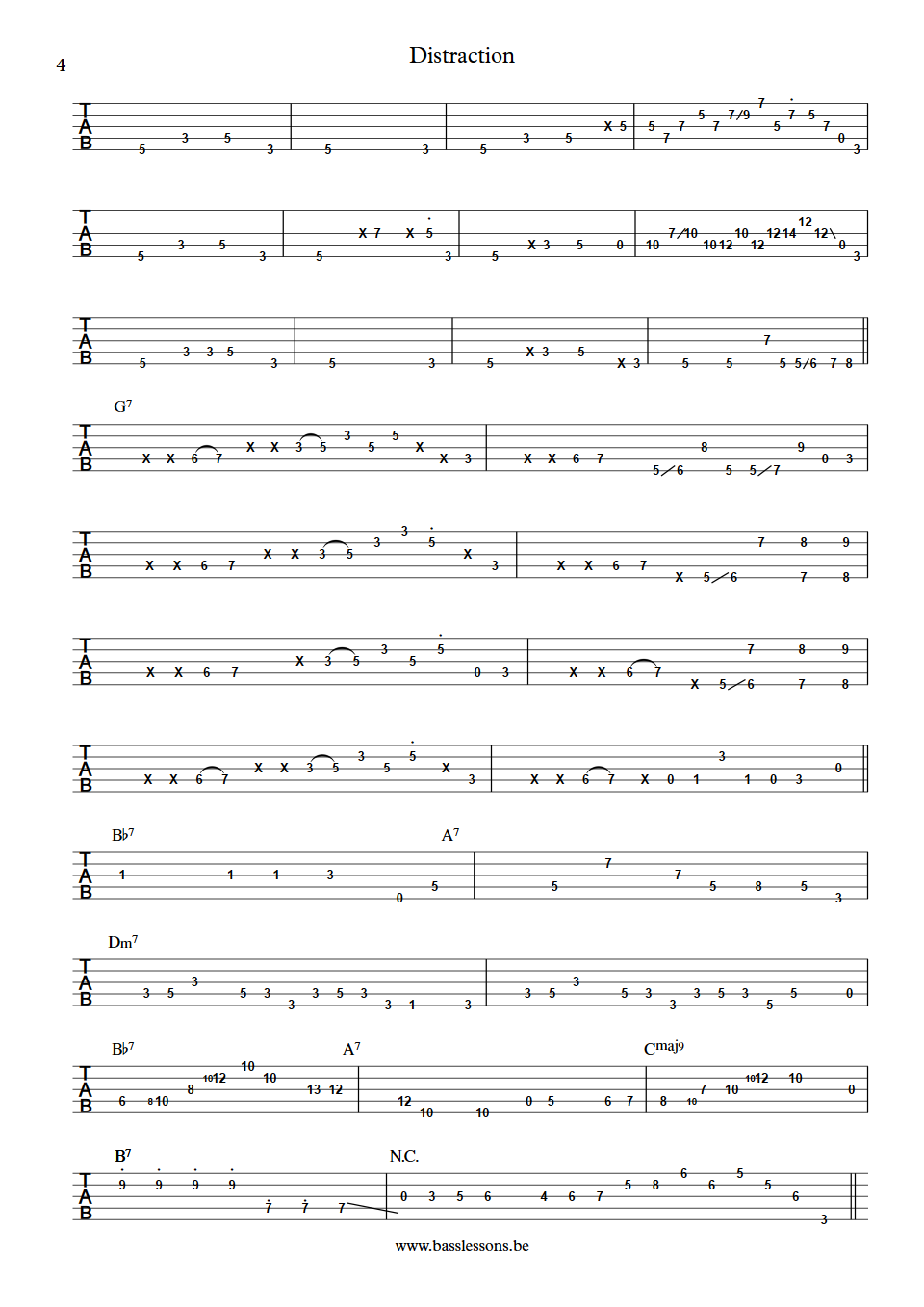 Adam Nitti Distraction bass tabs part 4