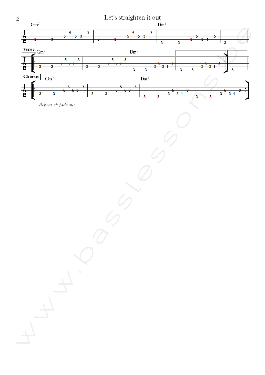 Latimore Let's Straighten It Out bass tab part 2