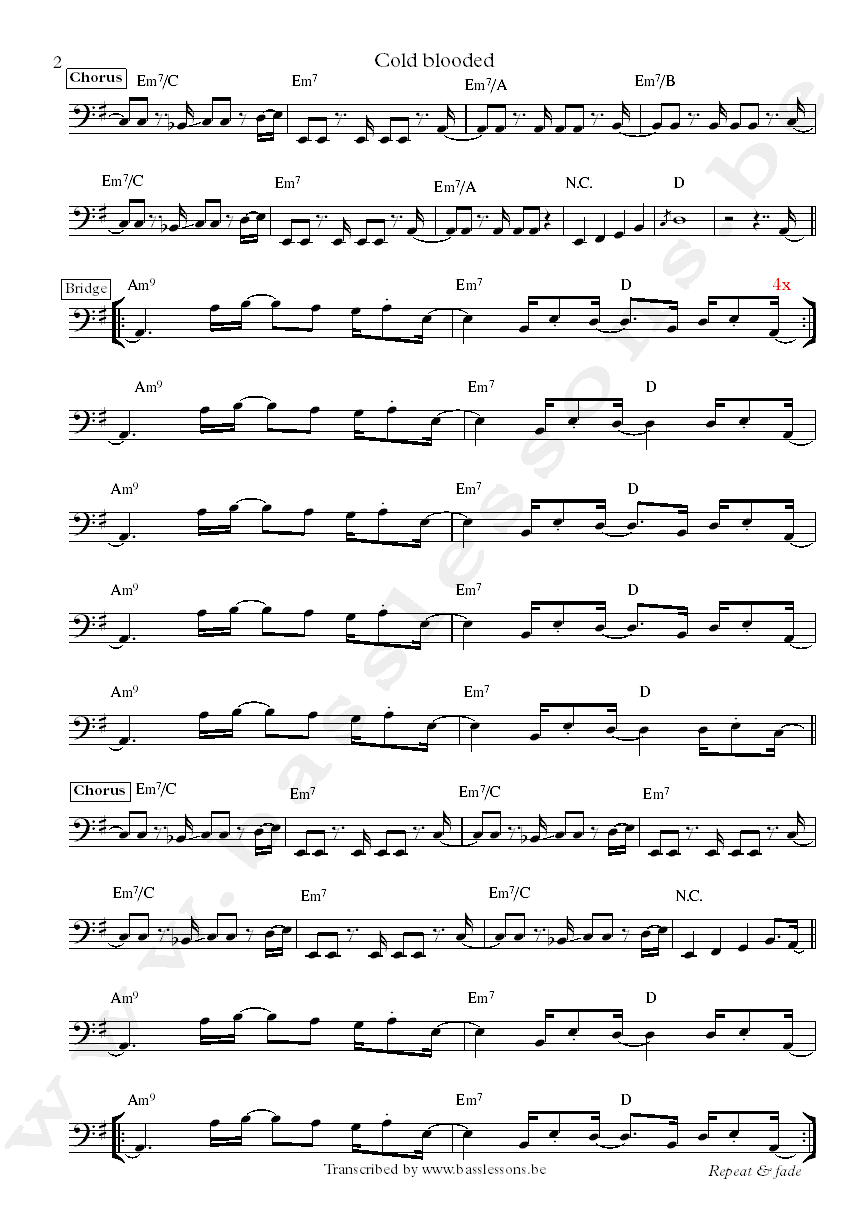 Gary Clark Cold blooded bass transcription Johnny Bradley part 2