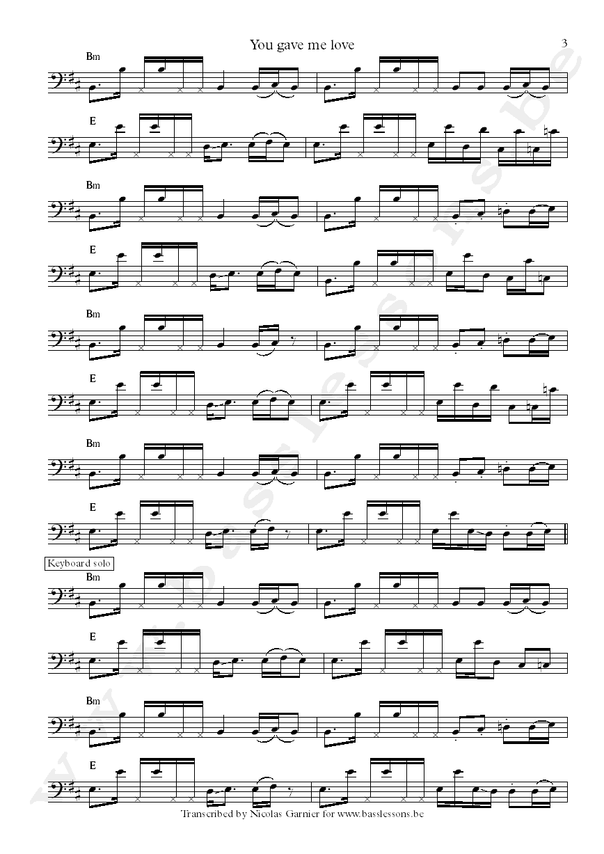 Crown heights affair you gave me love bass transcription part 3