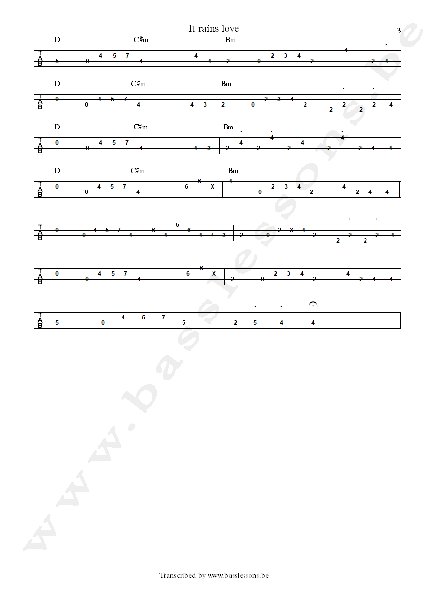 Lee Fields It rains love Nick Movshon bass tab part 3