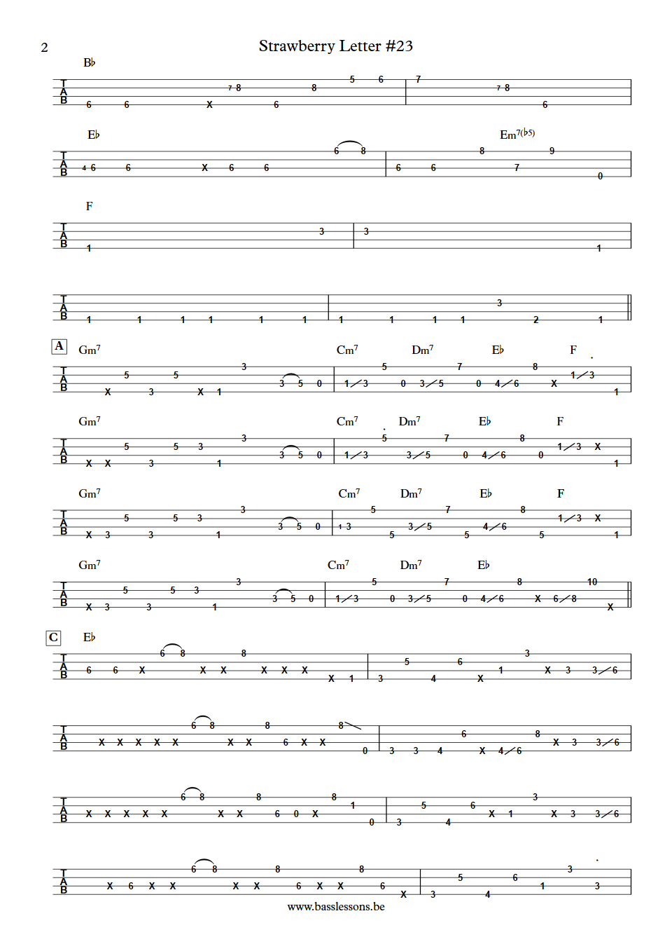 Brothers Johnson Strawberry Letter 23 Bass tab part 2