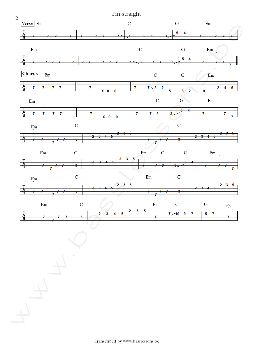 The modern lovers im straight bass tab part 2