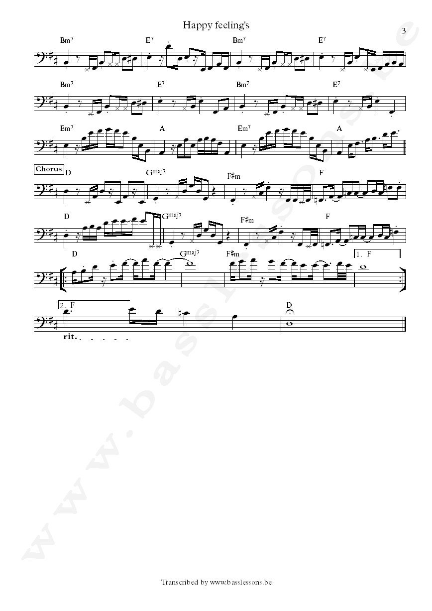 Maze happy feelings bass transcription part 3