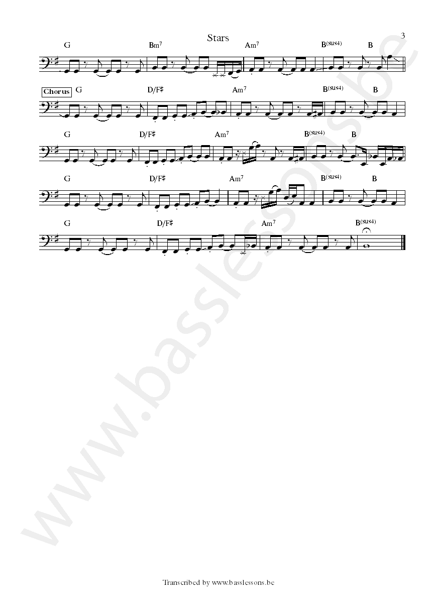 Simply red stars Shaun Ward bass transcription part 3