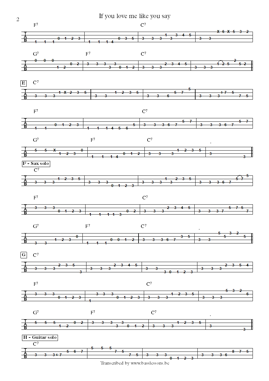 Albert Collins If You Love Me Like You Say bass tab part 2