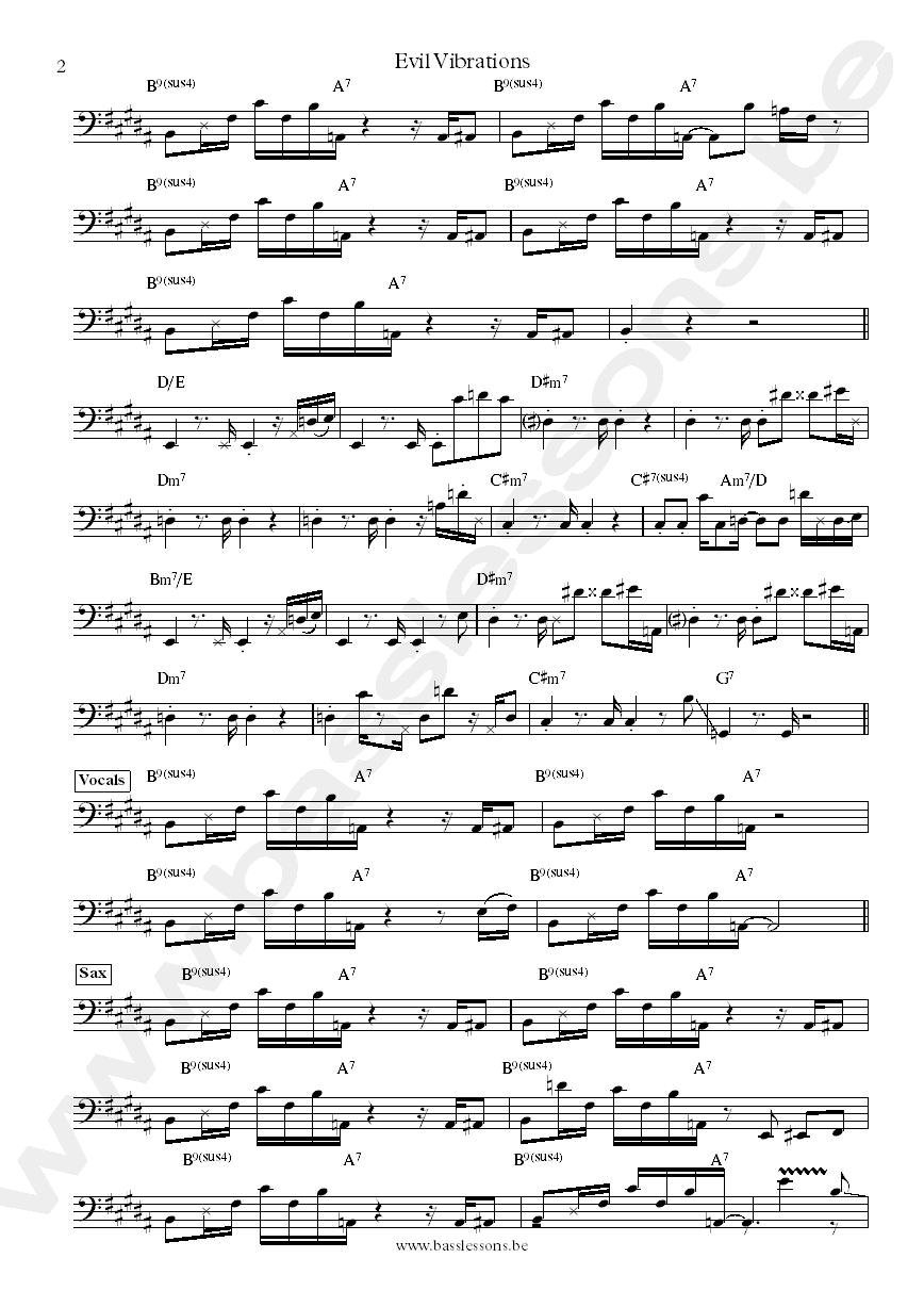 Mighty Ryeders Evil vibrations bass transcription part 2