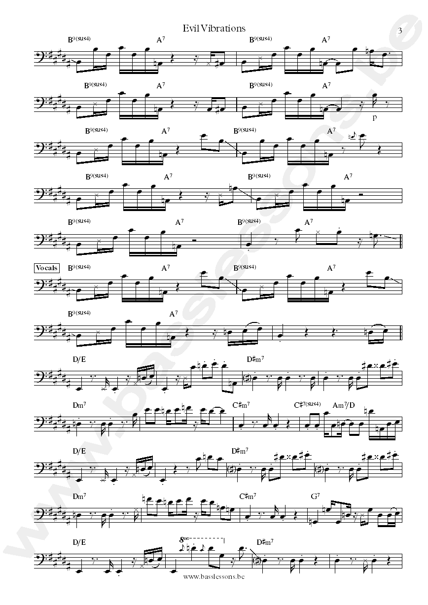 Mighty Ryeders Evil vibrations bass transcription part 3