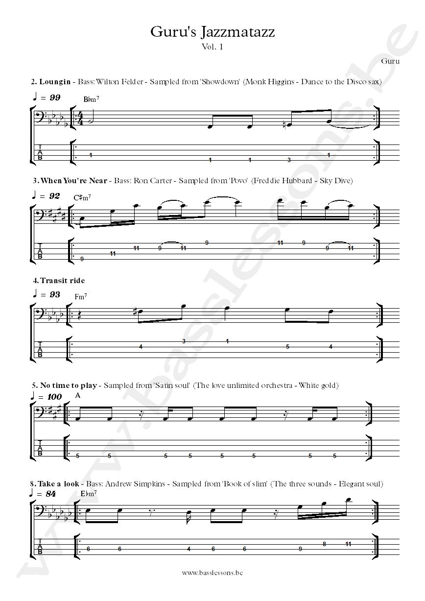 Guru jazzmatazz all sampled bass lines