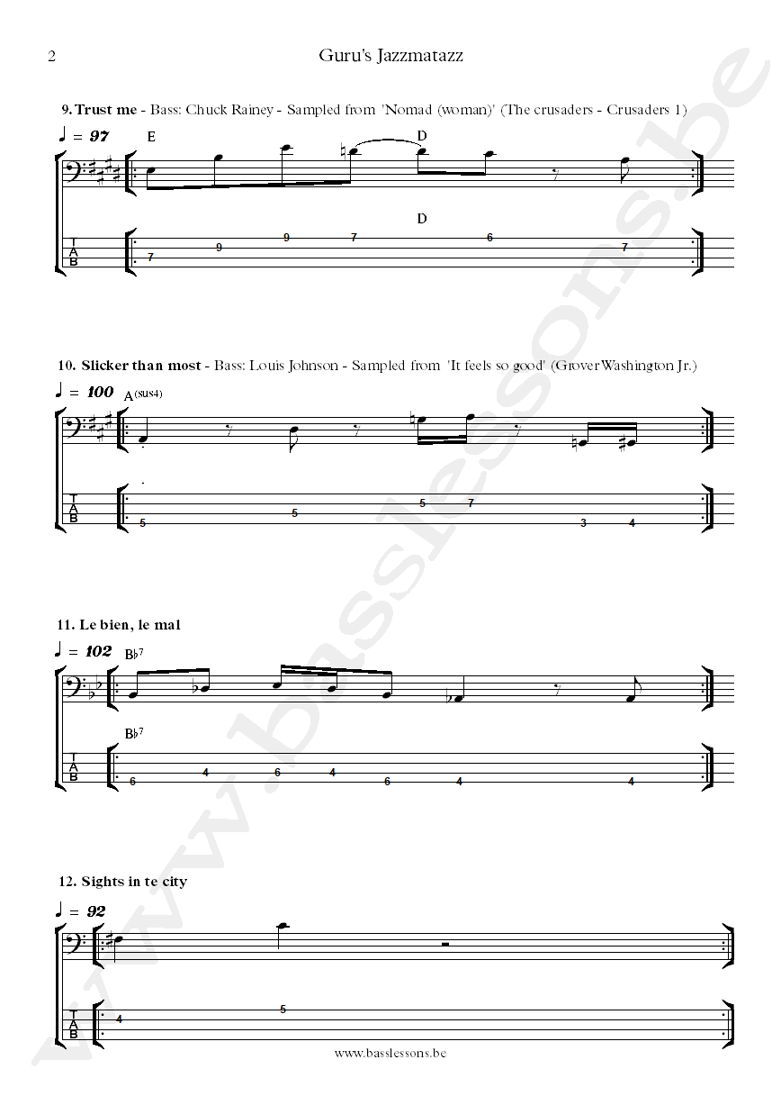 Guru jazzmatazz all sampled bass lines part 2