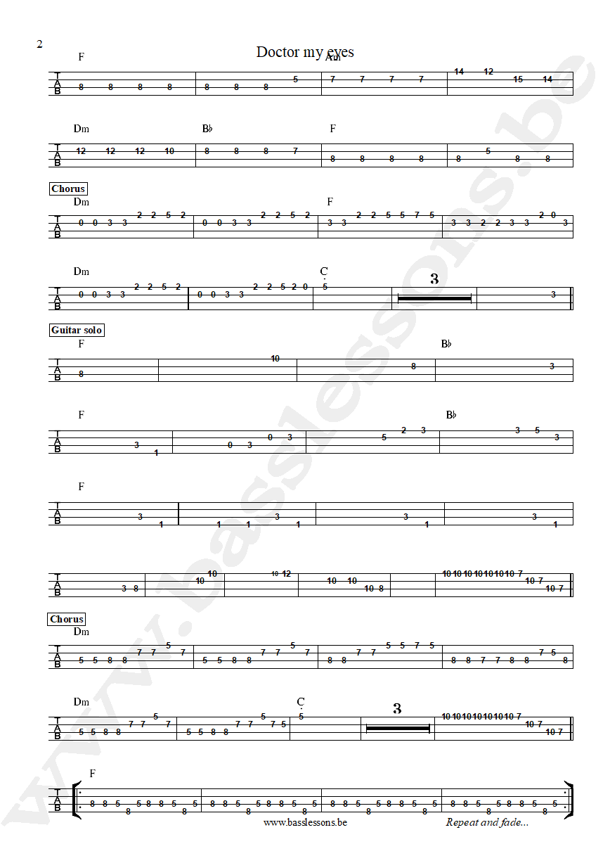 Jackson Browne Doctor my eyes Leeland Sklar bass tab part 2