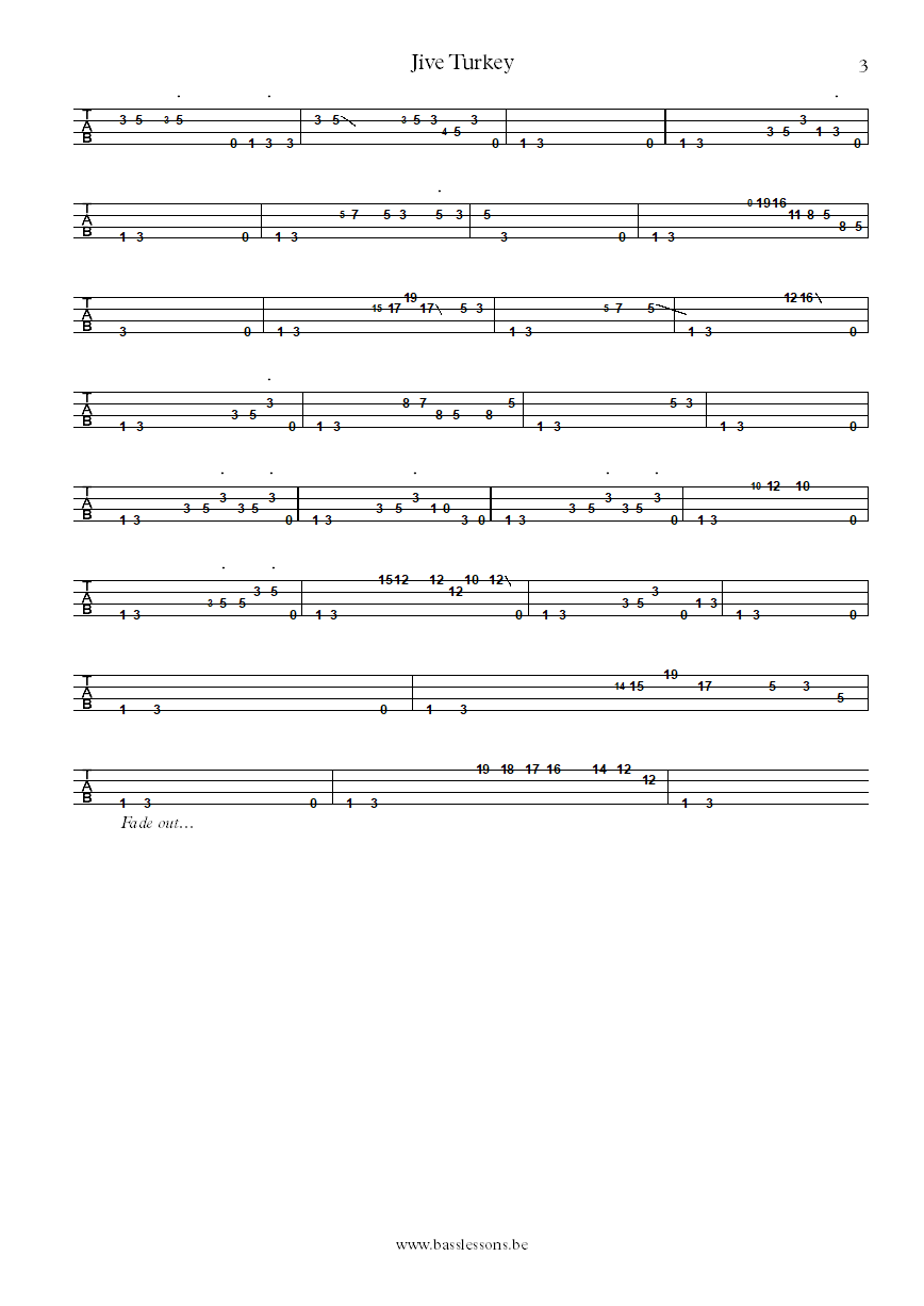 Ohio Players Jive turkey Marshall Jones bass tab part 3