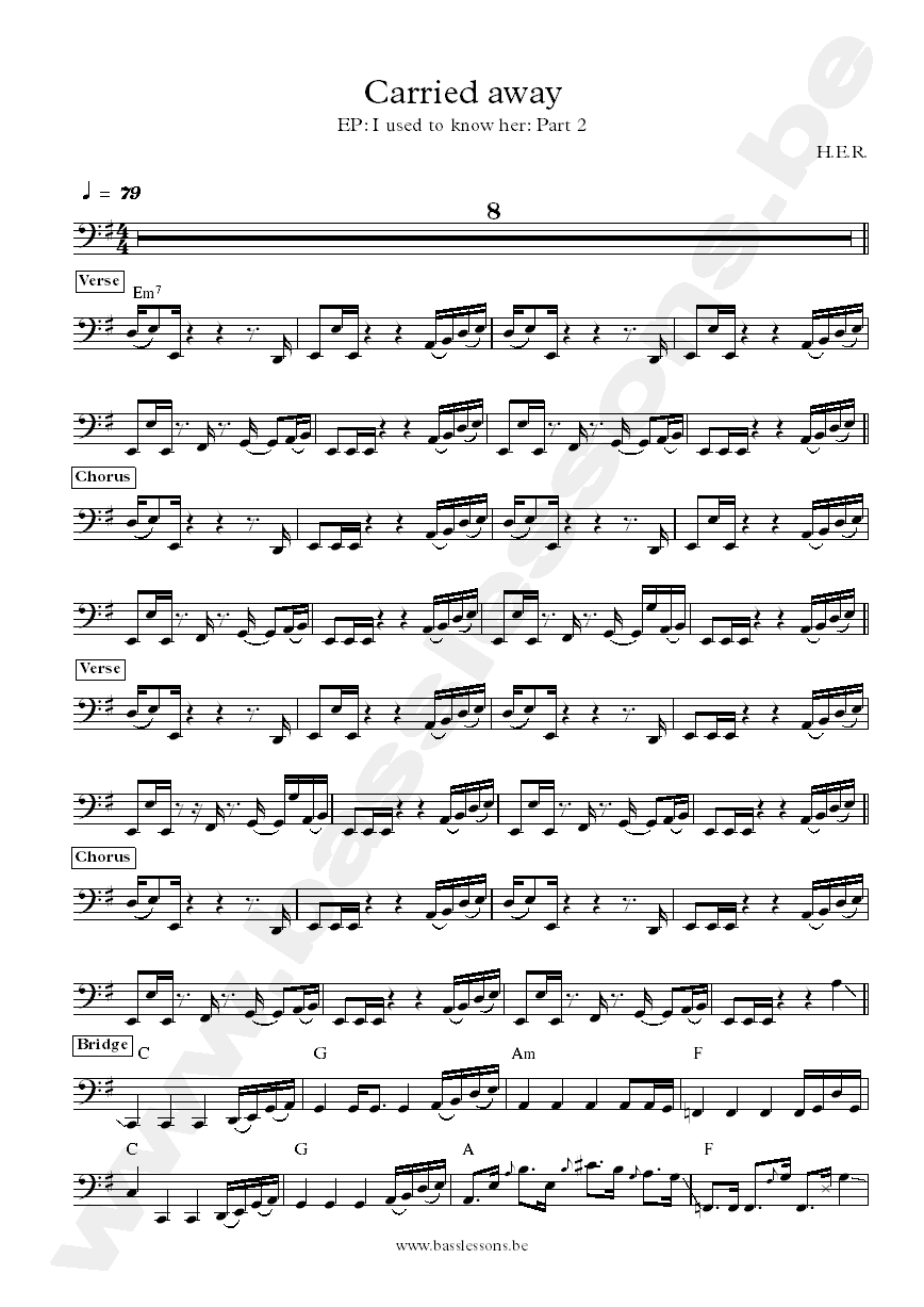 H.E.R. Carried away bass transcription