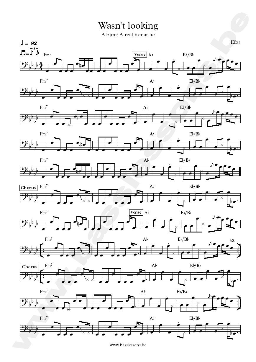 Eliza Wasnt looking bass transcription