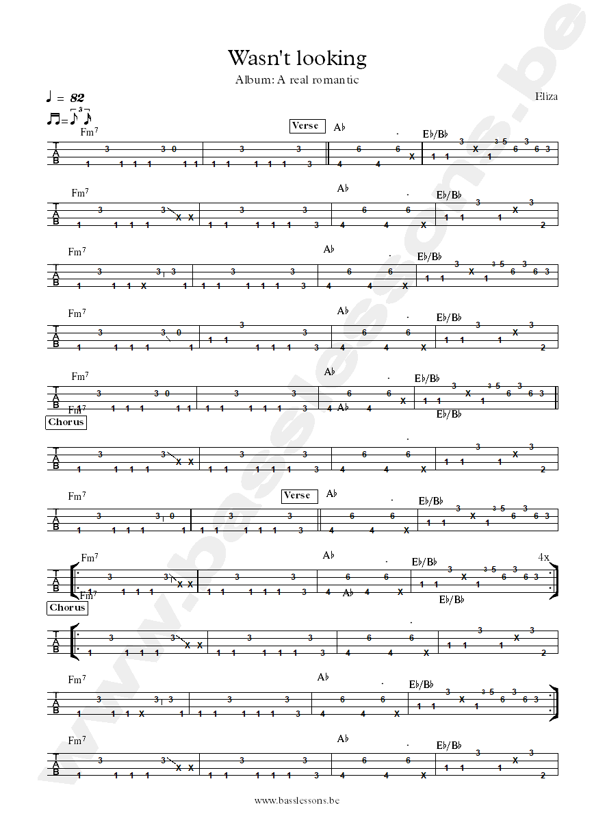 Eliza Wasnt looking bass tab