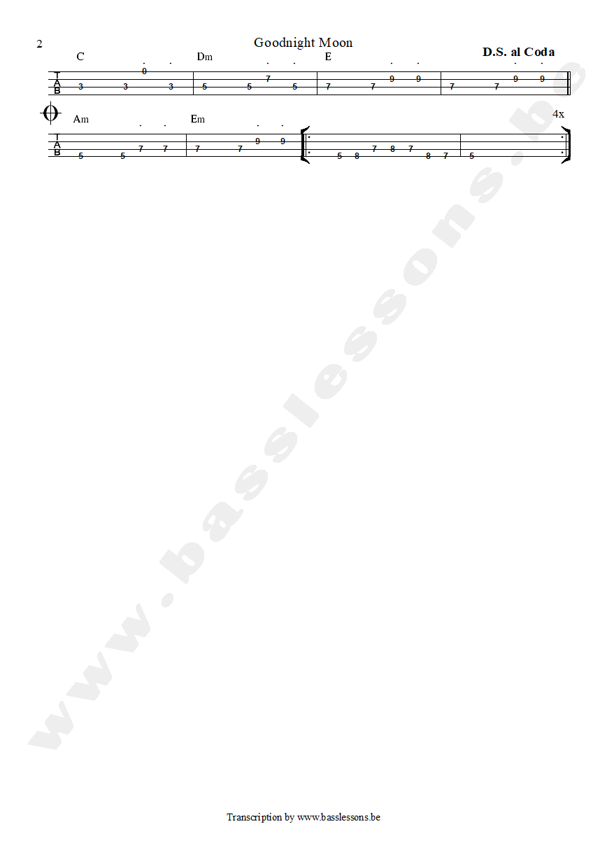 Shivaree - Goodnight Moon bass tab part 2