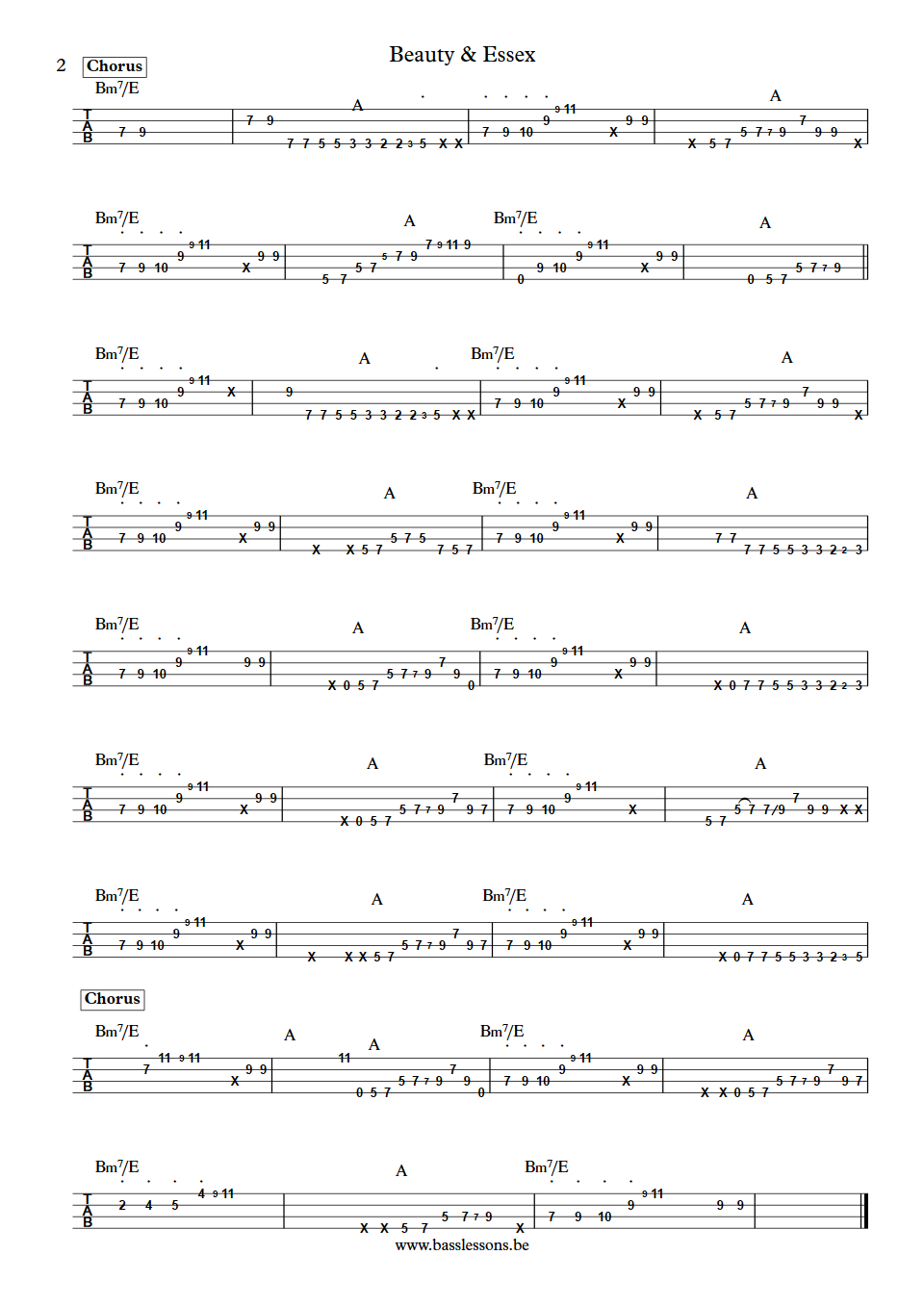 Free Nationals Beauty and Essex Kelsey Gonzalez bass tab part 2