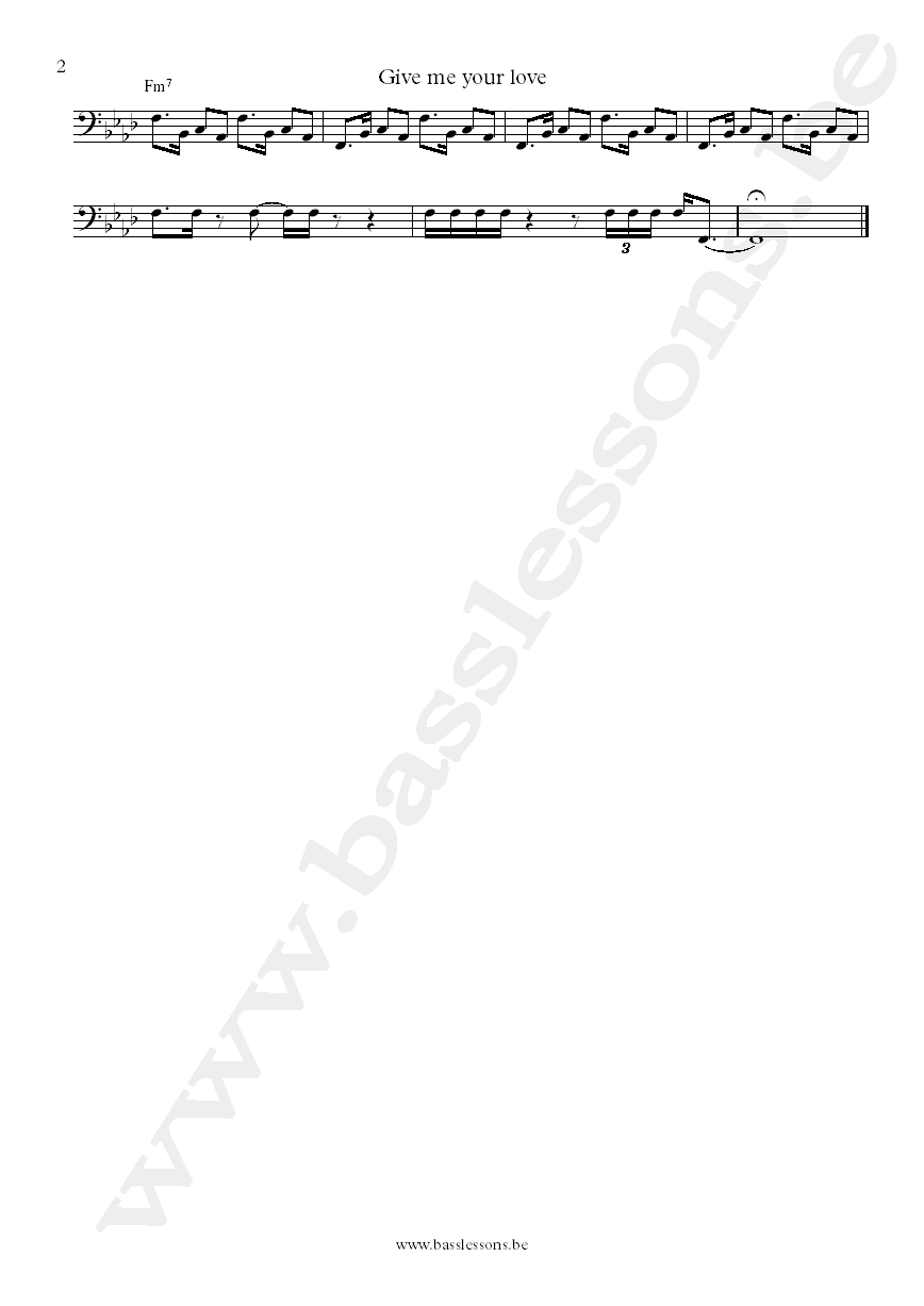 Curtis Mayfield Give Me Your Love bass transcription part 2