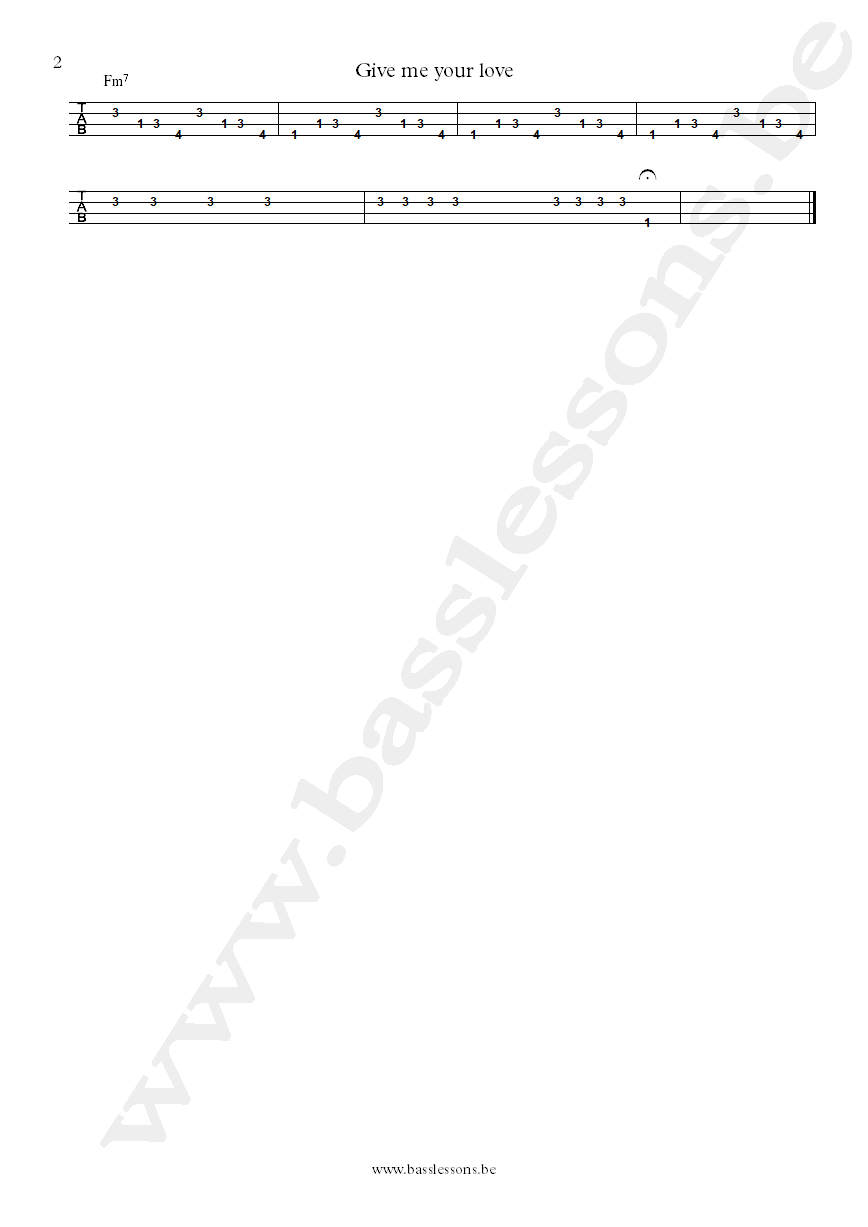 Curtis Mayfield Give Me Your Love bass tab part 2