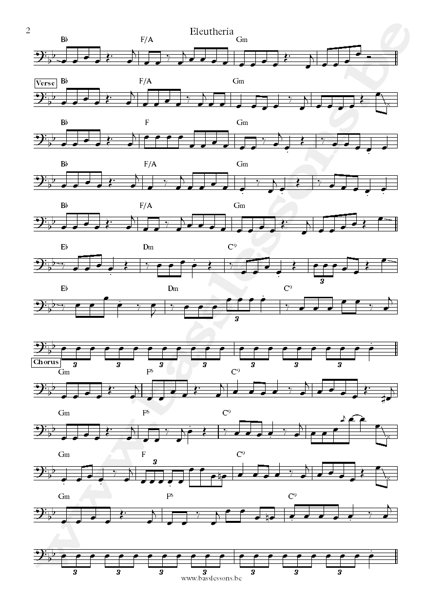 Lenny Kravitz Eleutheria bass transcription part 2