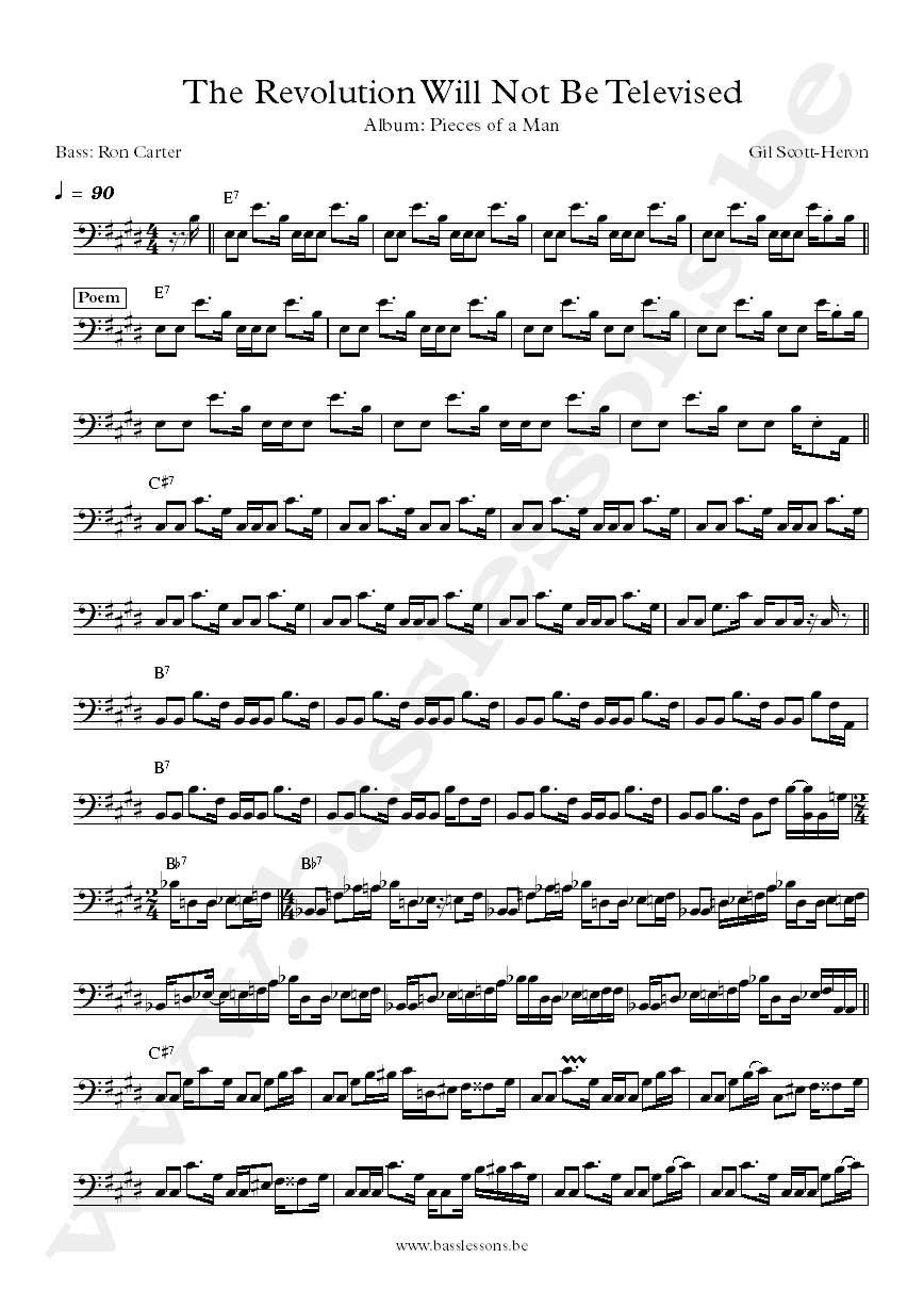 Gil Scott-Heron The Revolution Will Not Be Televised Ron Carter bass transcription