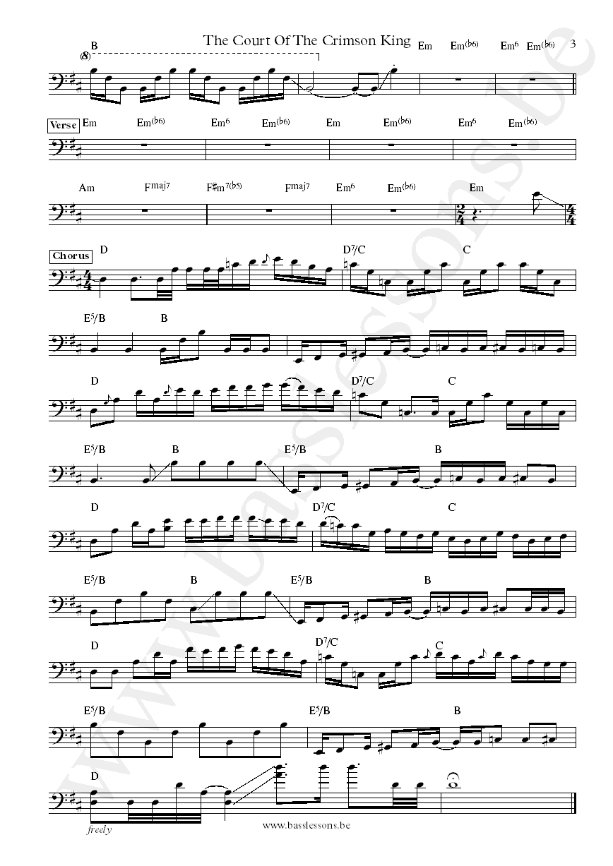 The Claypool Lennon Delirium The Court Of The Crimson King Les Claypool bass transcription part 3
