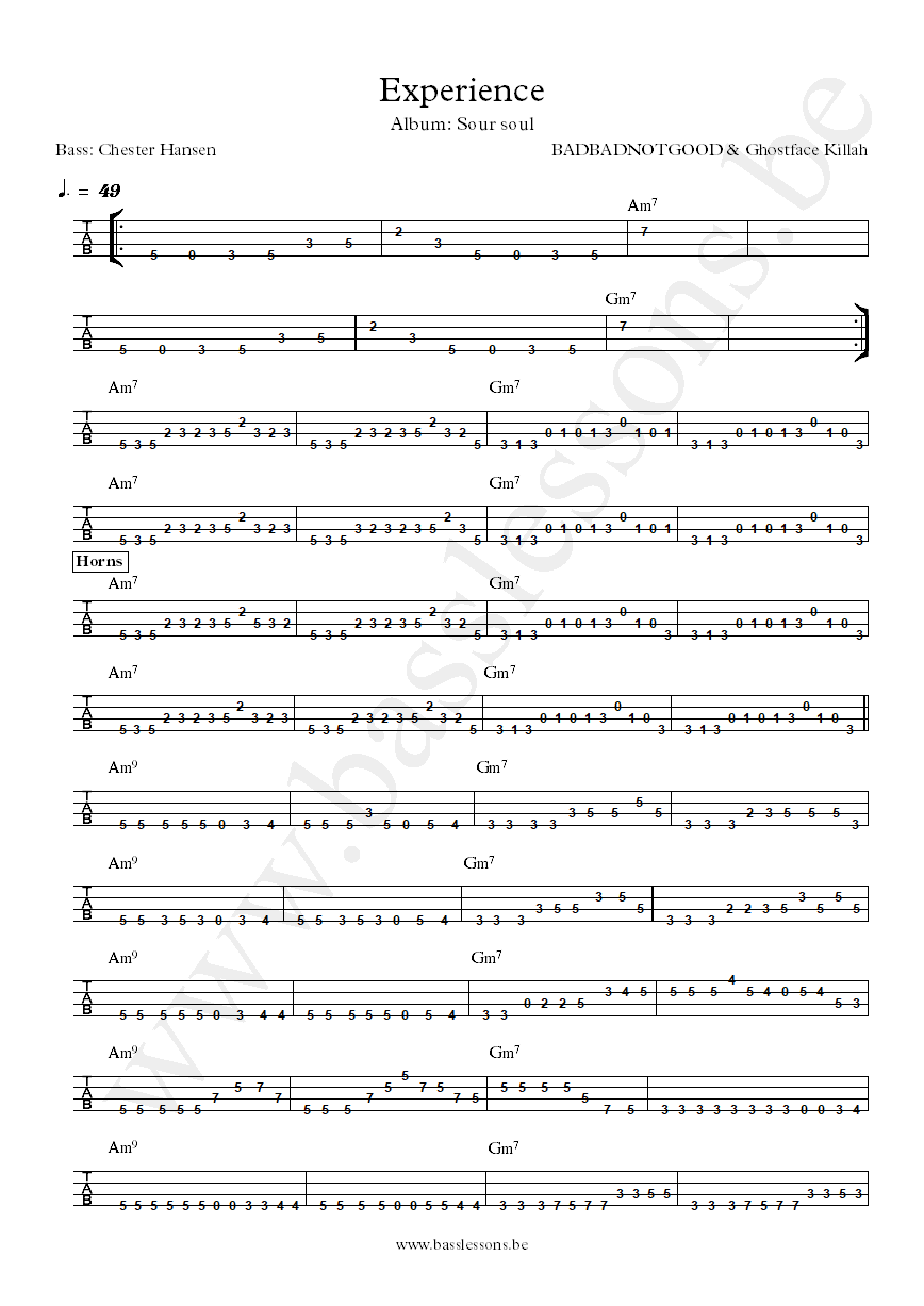 BADBADNOTGOOD  Ghostface Killah Experience  Chester Hansen bass tab