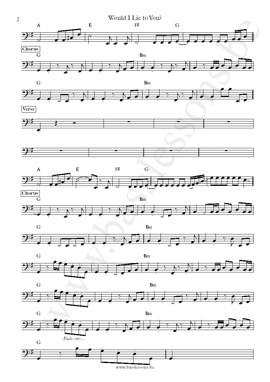 Charles and Eddie Would I Lie To You bass transcription part 2