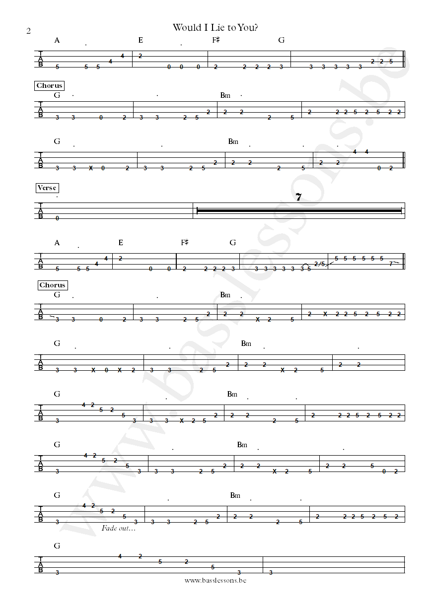 Charles and Eddie Would I Lie To You bass tab part 2
