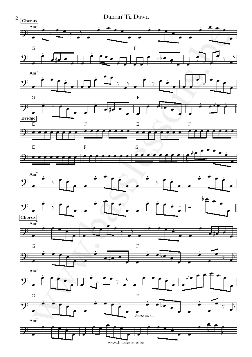 Lenny Kravitz Dancin Til Dawn bass transcription part 2