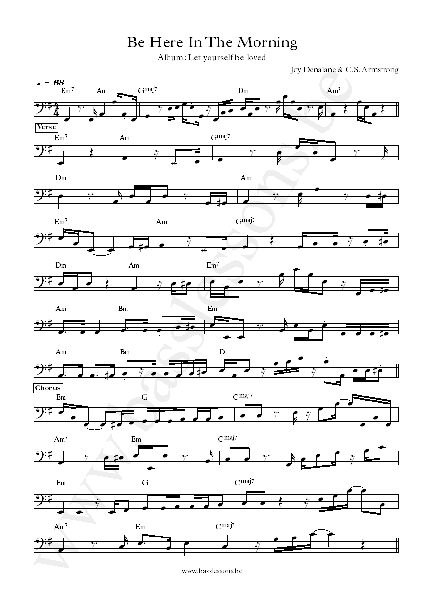 Joy Denalane Be Here In The Morning bass transcription
