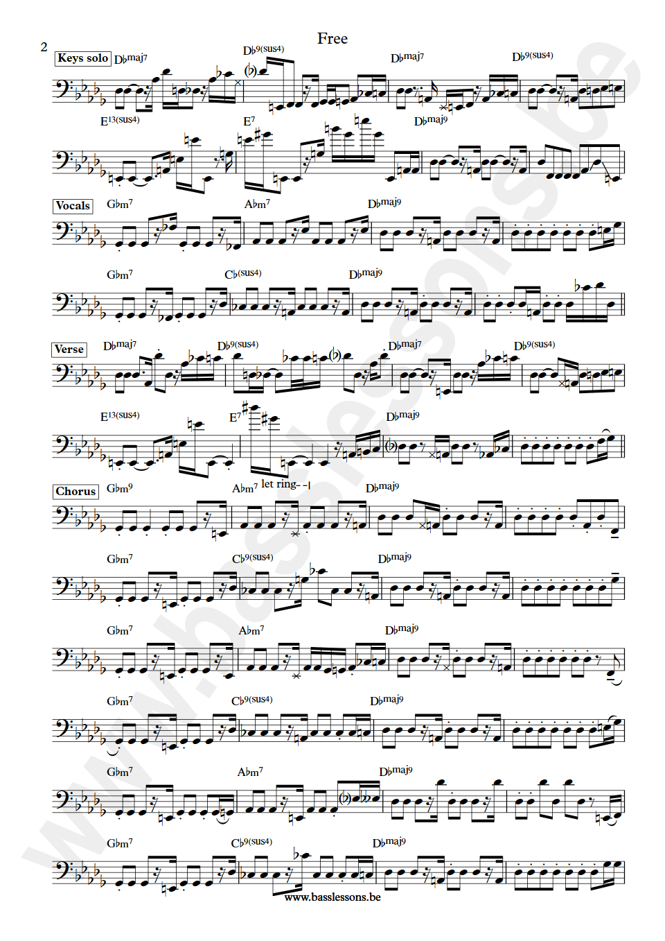 Deniece Williams Free Verdine White bass transcription part 2