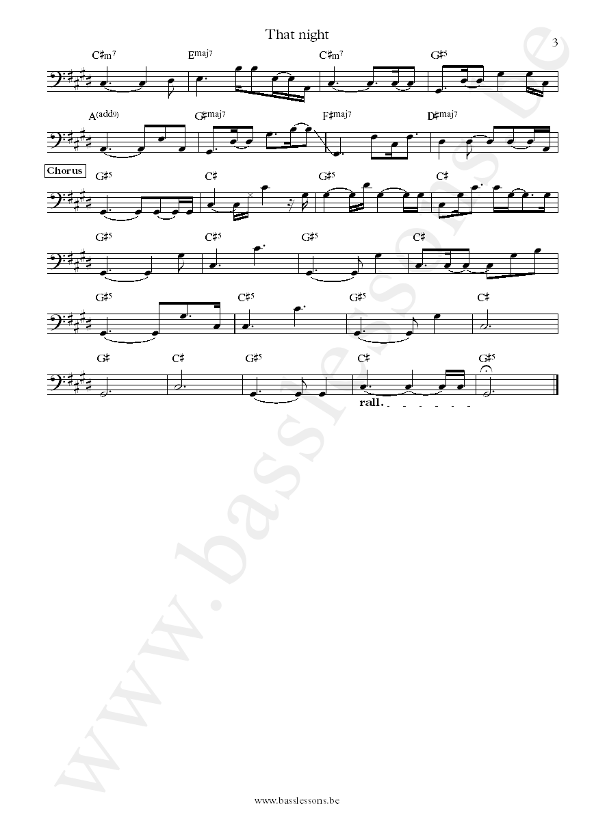 Jazzanova feat. Clara Hill That Night Paul Kleber bass transcription part 3