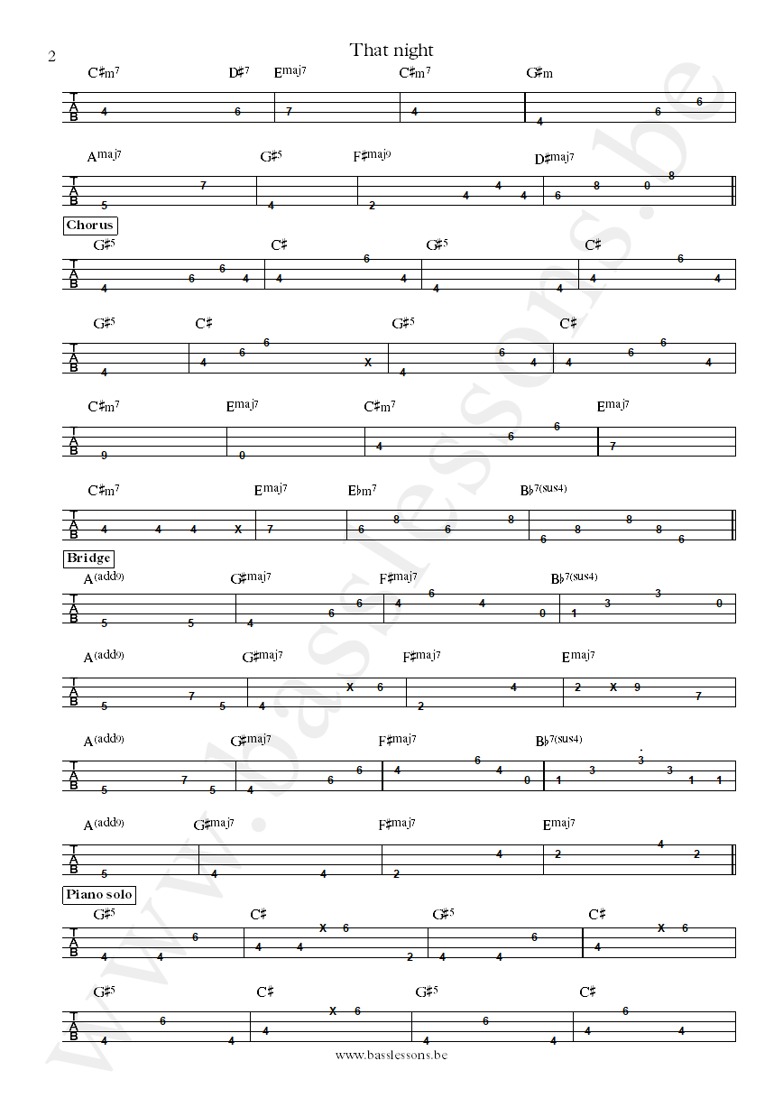 Jazzanova feat. Clara Hill That Night Paul Kleber bass tab part 2