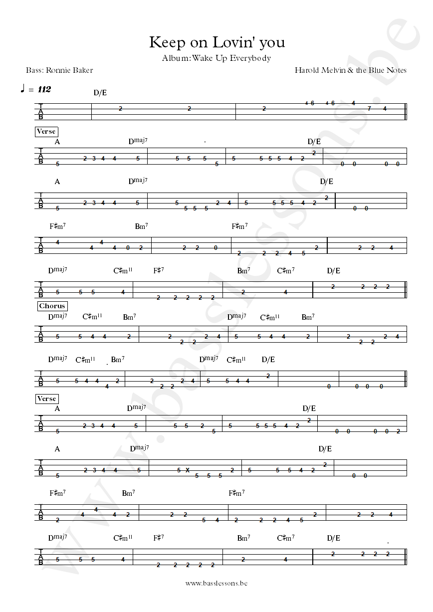 Harold Melvin and the Blue Notes Keep on Lovin You Ronnie Baker bass tab