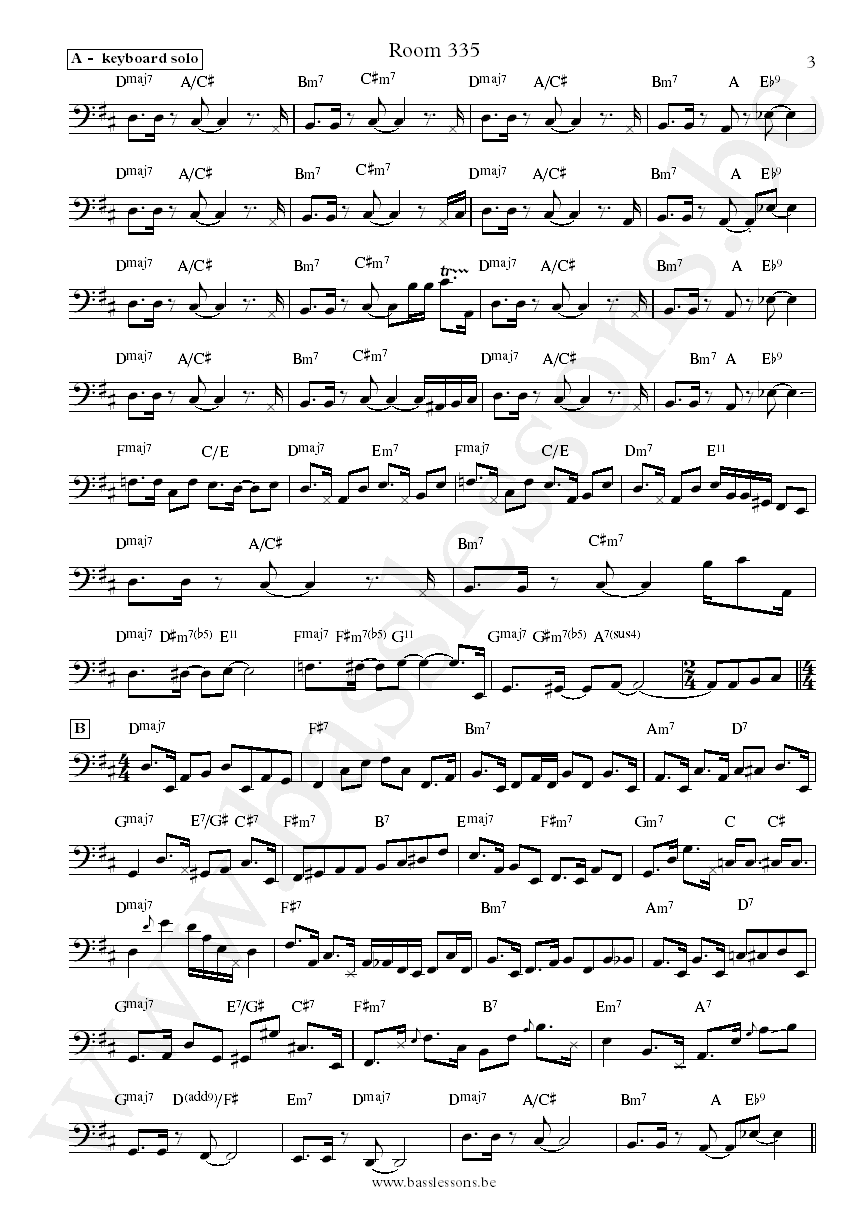 Larry Carlto Room 335 Abraham Laboriel bass transcription part 3