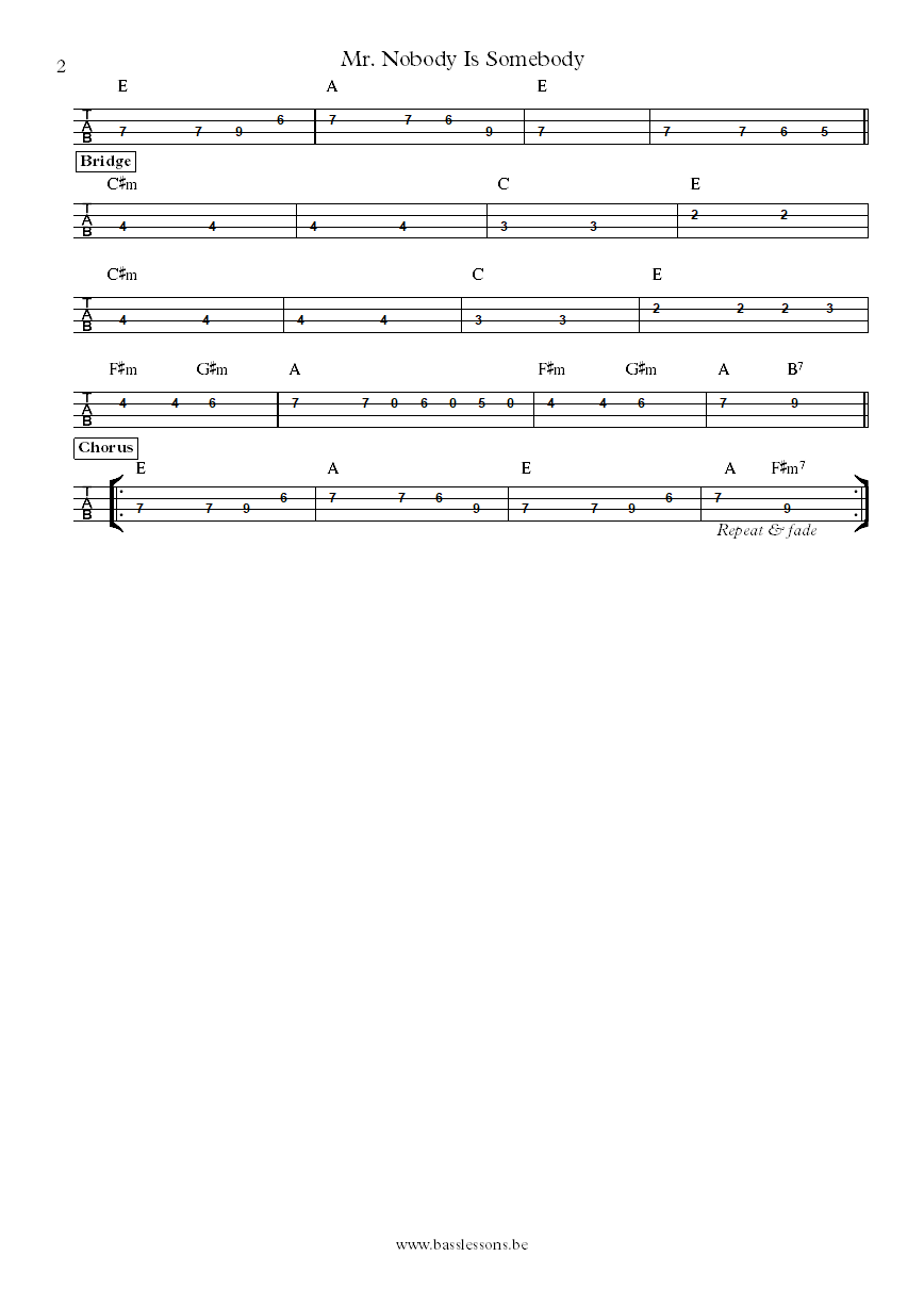 Johnnie Taylor Mr. Nobody Is Somebody Donald Duck Dunn bass tab part 2