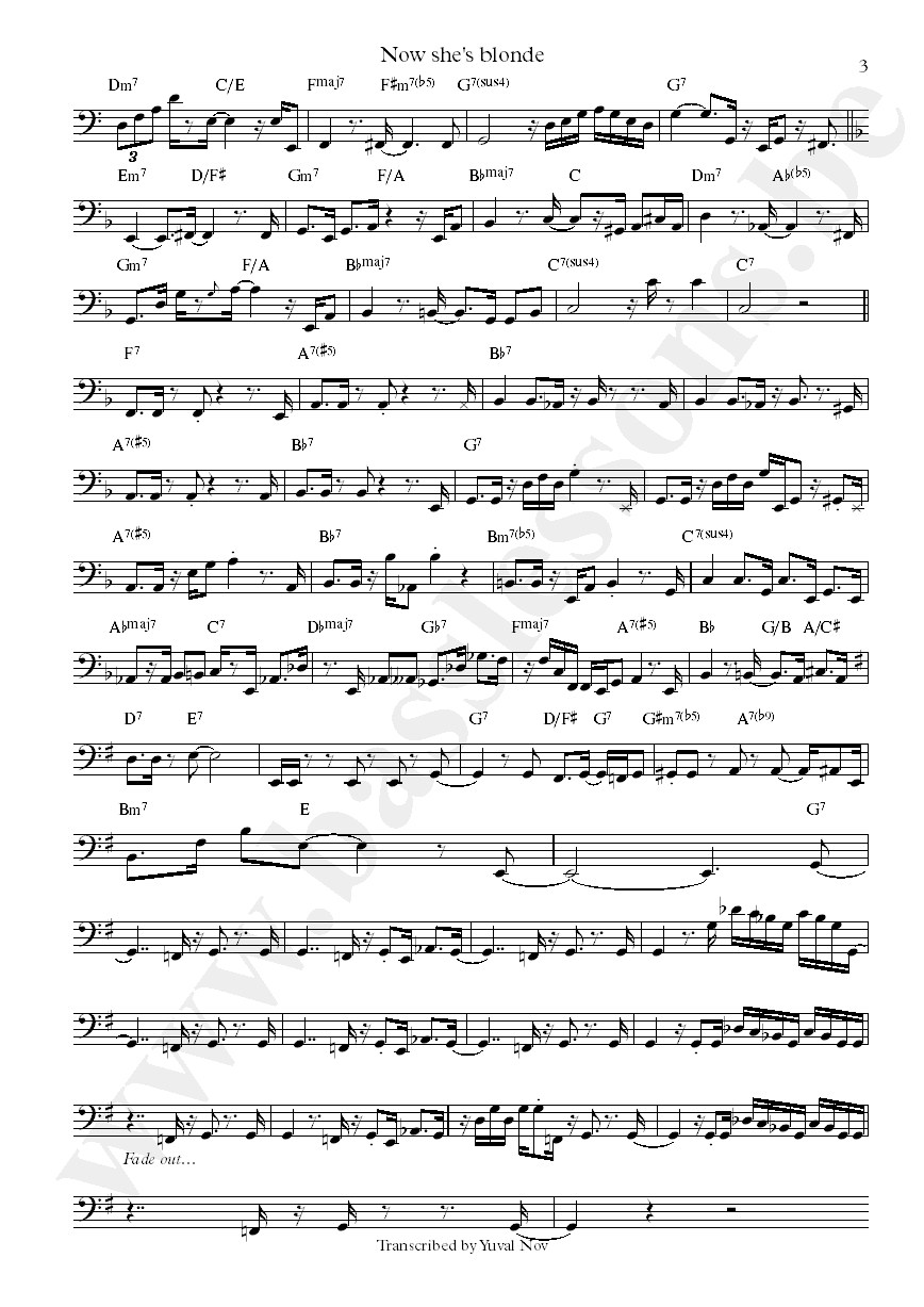 John Scofield Now shes blonde Gary Granger bass transcription part 3