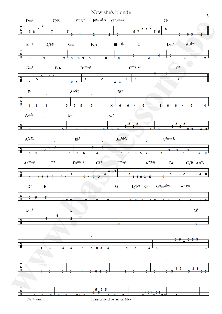 John Scofield Now shes blonde Gary Granger bass tab part 3