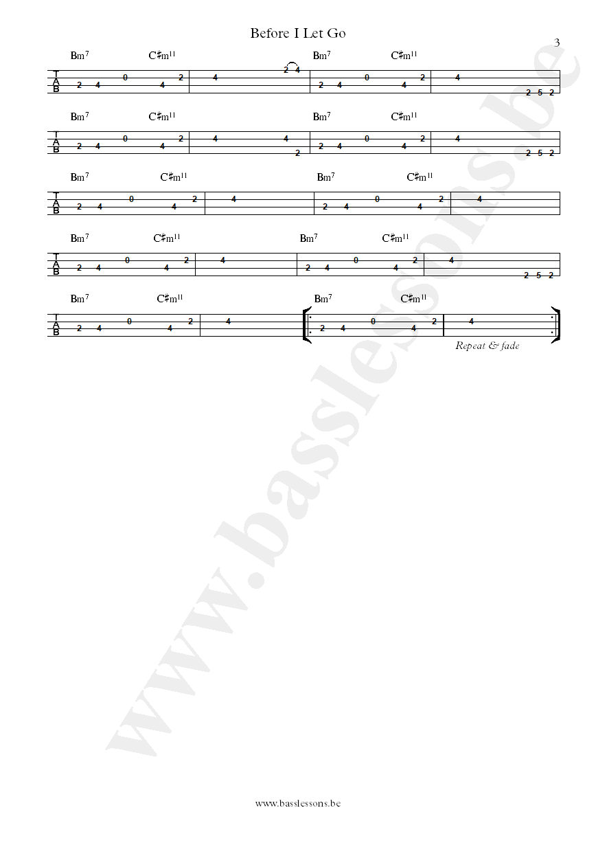 Maze Before I Let Go Robin Duhe bass tab part 3