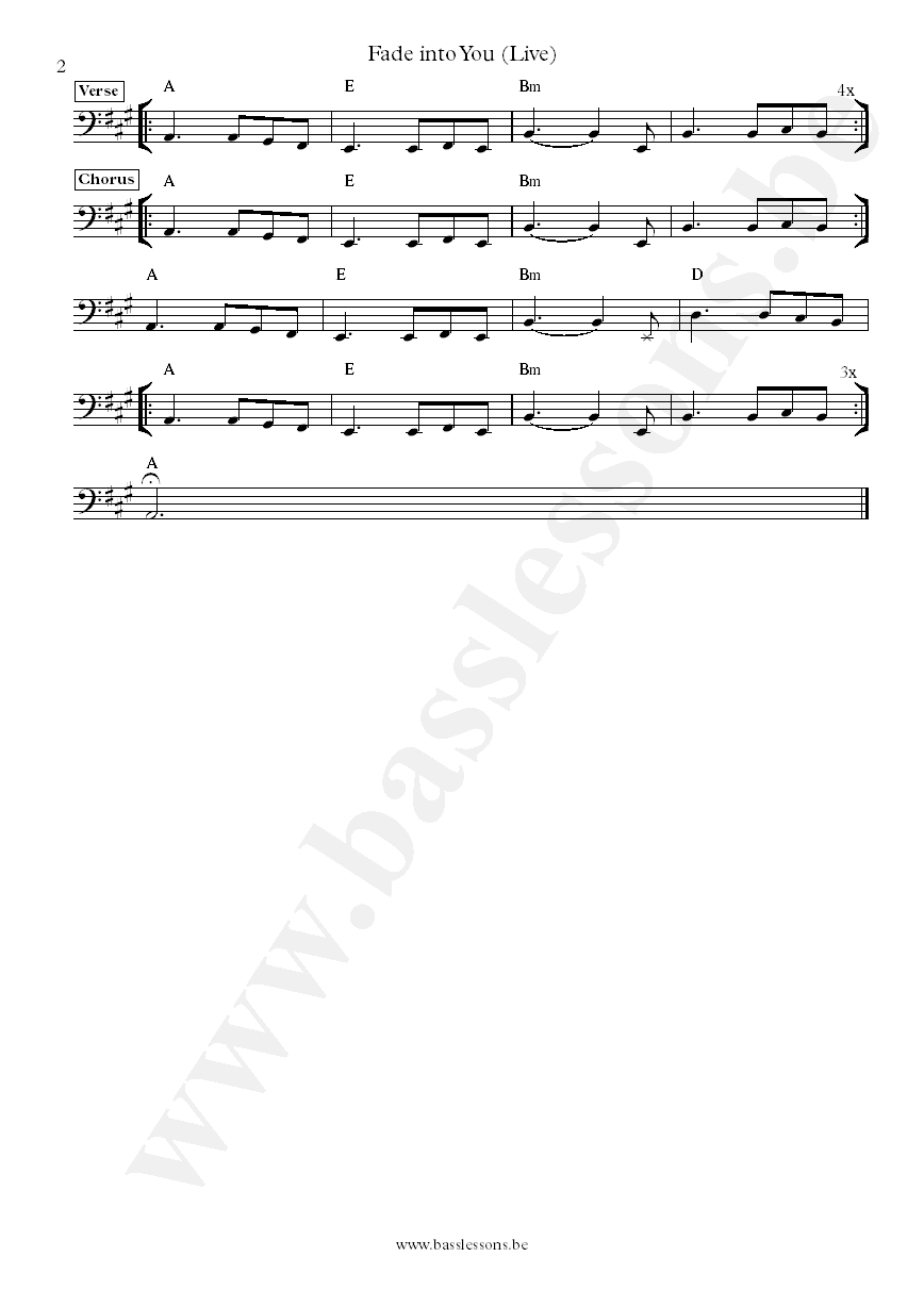 Mazzy Star Fade into You bass transcription part 2