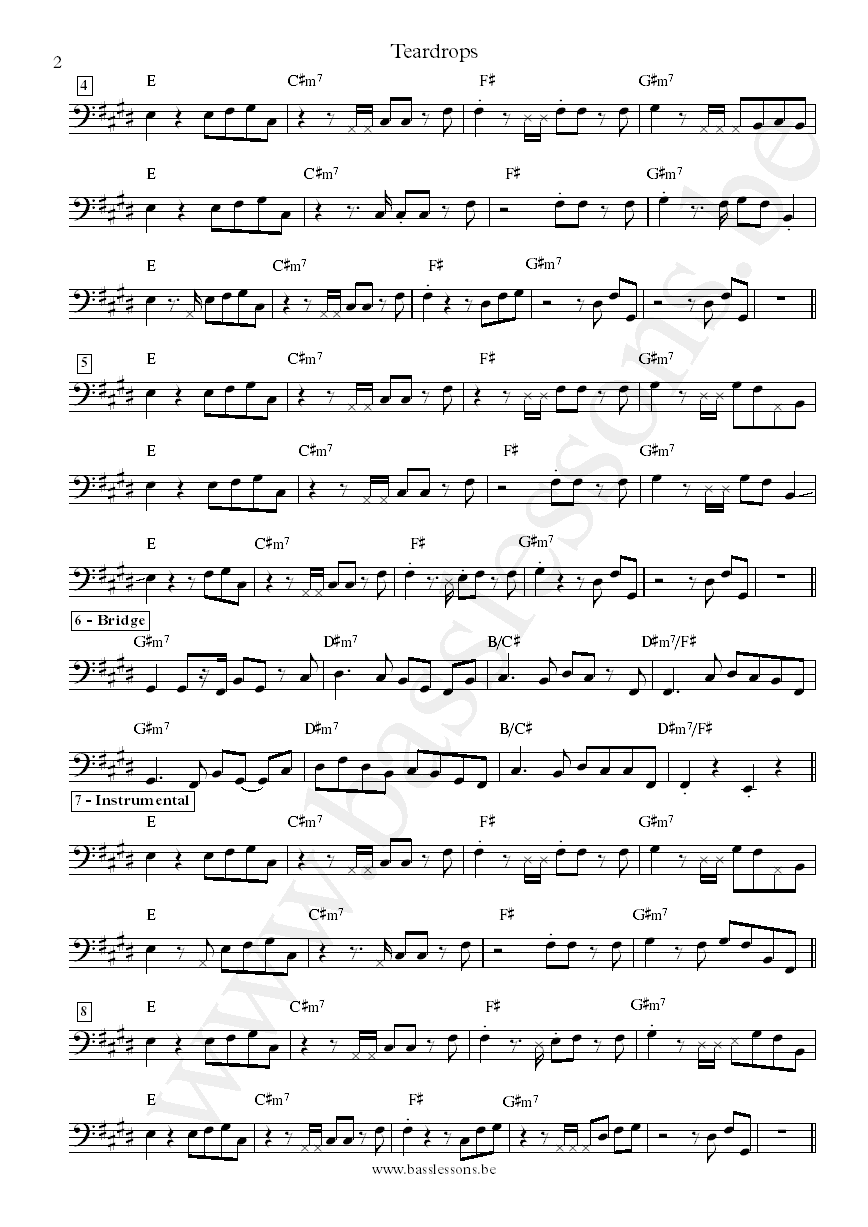 Womack and Womack Teardrops bass transcription part 2