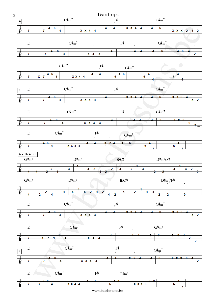 Womack and Womack Teardrops bass tab part 2