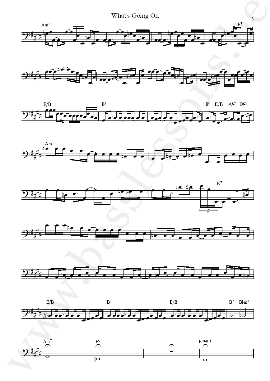 Donny Hathaway Whats Going On Willie Weeks bass transcription part 3