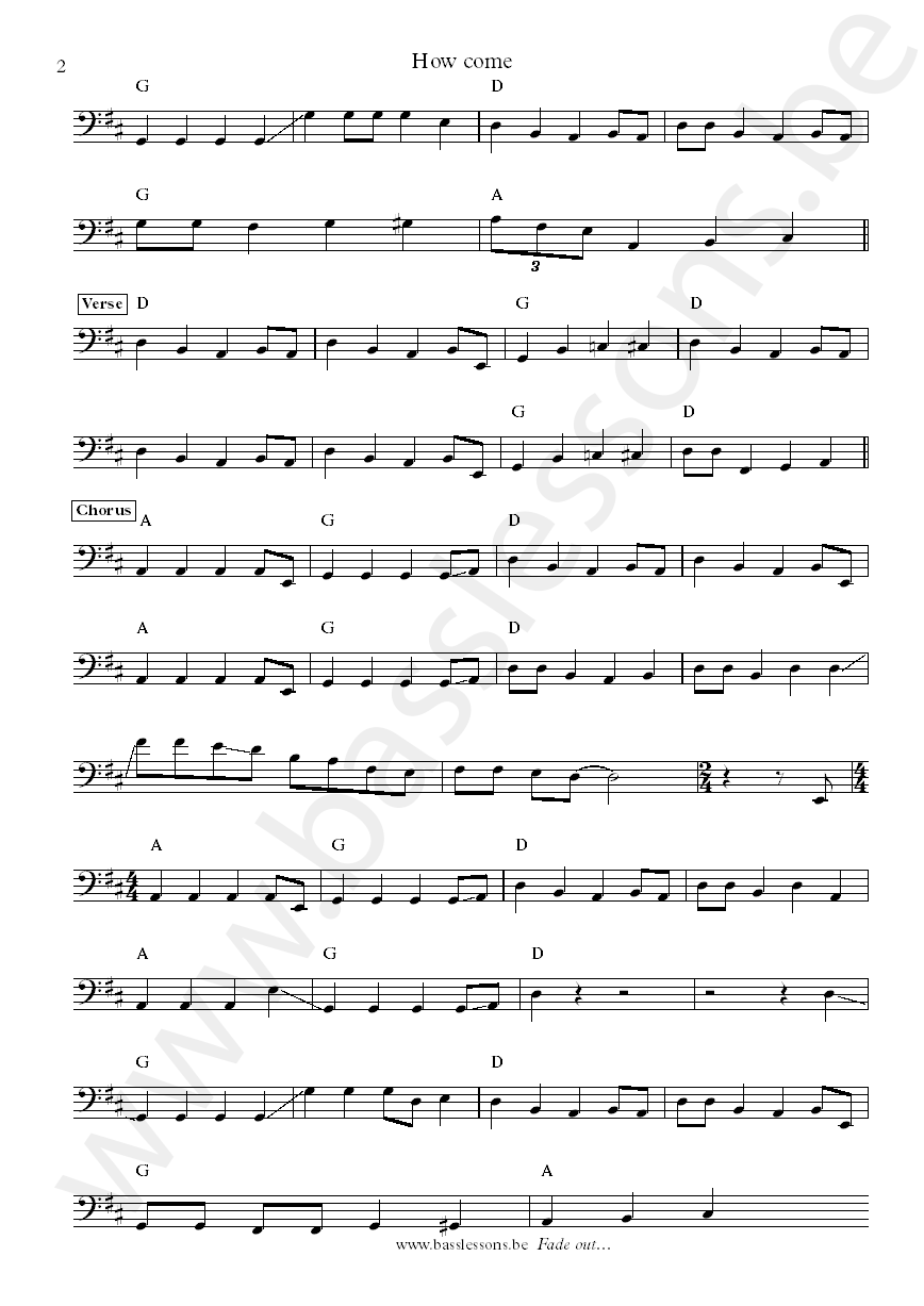 Ronnie Lane how come bass transcription part 2