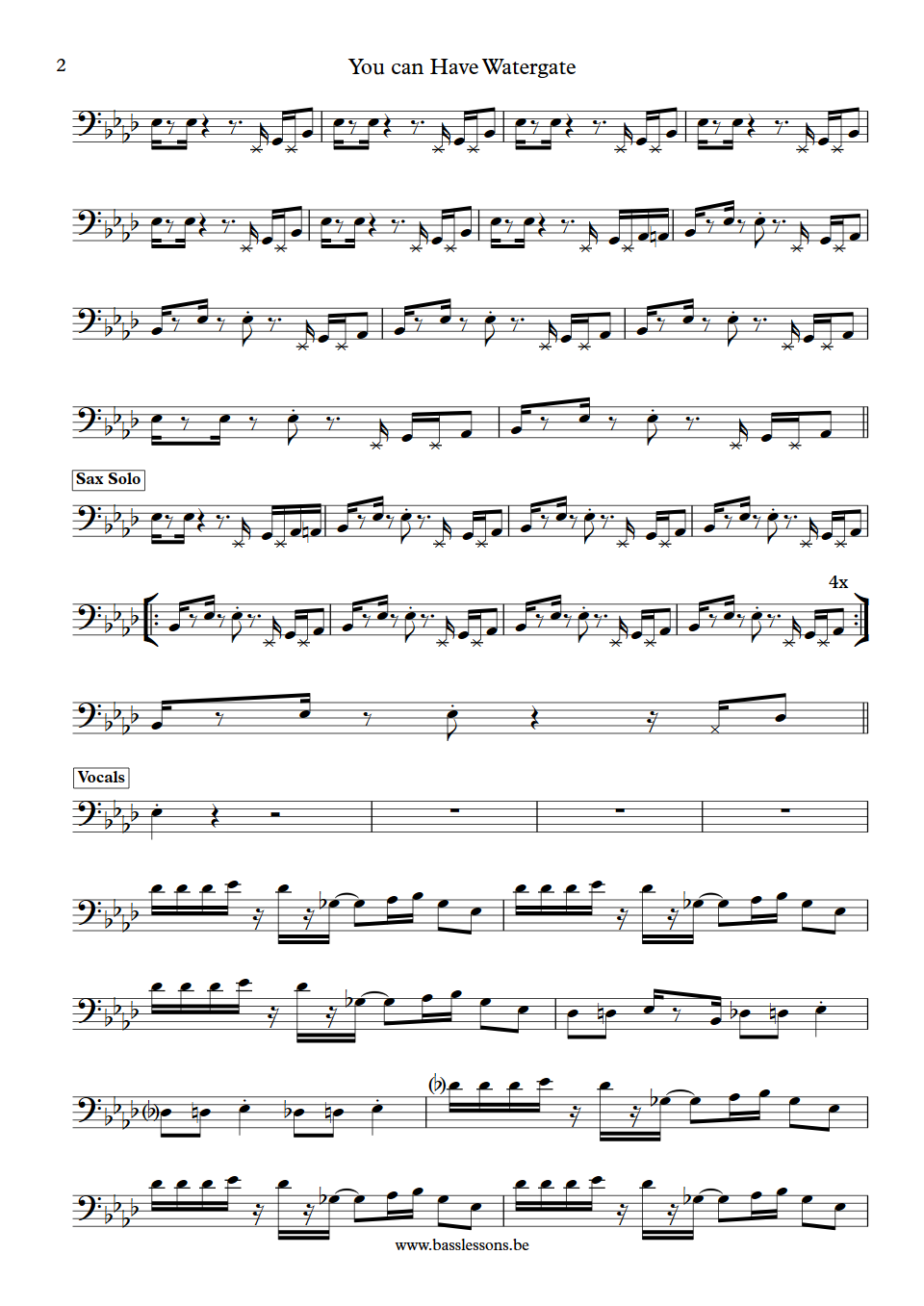 You can have watergate - Bass Transcription